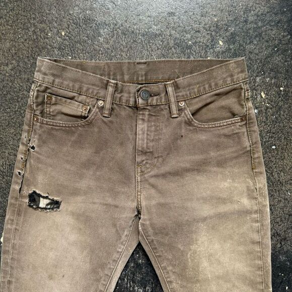 Levi’s Men’s Thrashed Jeans Brown/Gold Color Size 30x28.5 Grunge Style Ripped - Picture 3 of 16
